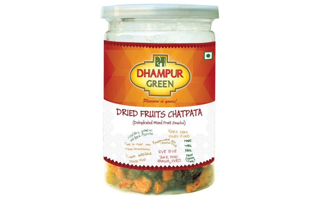 Dhampur Green Dried Fruits Chatpata (Dehydrated Mixed Fruit Snacks)   Jar  200 grams